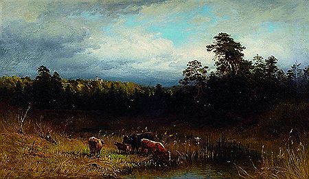 Kühe und Hütejunge im Dachauer Moos, bei heranziehendem Gewitter by Franz Leinecker - Auction record, sale price, and art valuation. Compare with similar artists and explore comparable artworks.