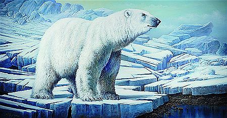 Eisbär auf brüchigem Gletschereis
