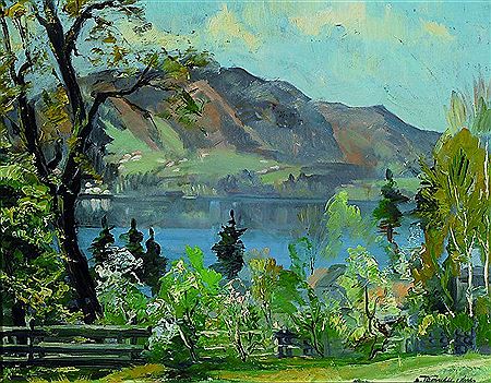 Overlooking a lake in the foothills