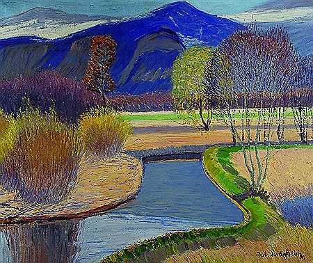 Highland river landscape by Julius Jungheim - Auction record, sale price, and art valuation. Compare with similar artists and explore comparable artworks.