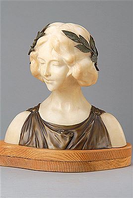 Bust of a a girlwith a laurel wreath