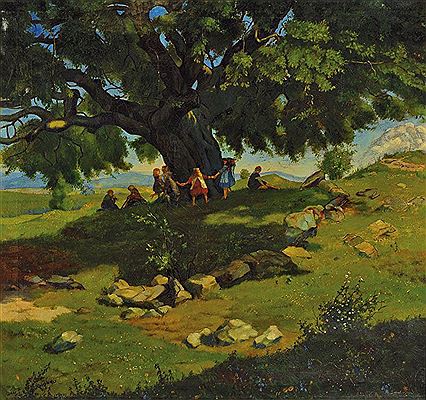 Playing Children in landscape