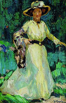 Woman in white dress in the garden