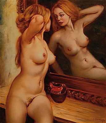 Sample artwork by Helmut Breuninger (1921 - 1998), known for nude female portrait, figure  and landscape painting - View similar artists and auction records
