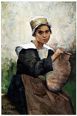 Sample artwork by Amelie Lundahl (1850 - 1914), known for figure, genre and portrait painting - View similar artists and auction records