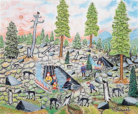 Kyläelämä by Andreas Alariesto - Auction record, sale price, and art valuation. Compare with similar artists and explore comparable artworks.