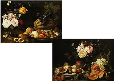 Gemäldepaar AND FRÜCHTESTILLEBEN MIT BLUMEN UND INSEKTEN
