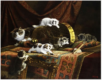 KATZENFAMILIE AM VOGELKÄFIG by Cornelis Raaphorst - Auction record, sale price, and art valuation. Compare with similar artists and explore comparable artworks.