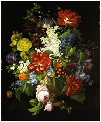 GROSSER BLUMENSTRAUSS IN EINER TONVASE