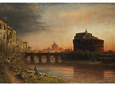 Sample artwork by Albert Arnz (1832 - 1914), known for landscape painting, glazed application of paint, effective treatment of light and color - View similar artists and auction records