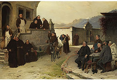 ANKUNFT DER BETTELMÖNCHE IM KLOSTER