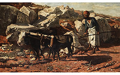 ORIENTALISCHER BAUER AM PFLUG