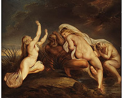 DIE NEREÏDEN MIT IHREM VATER NEREUS IM STURM, AUF DIE HILFE DES GÖTTERVATERS ZEUS WARTEND