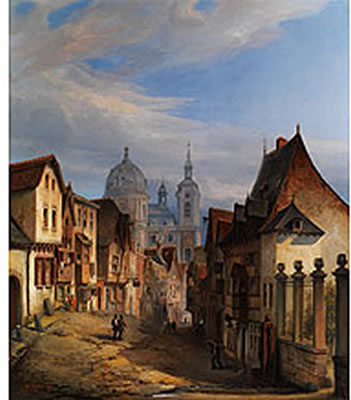 BLICK IN DEN STRASSENZUG EINES STÄDTCHENS MIT KUPPELKIRCHE by Hector Allemand - Auction record, sale price, and art valuation. Compare with similar artists and explore comparable artworks.