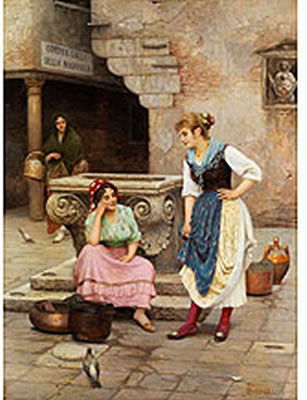 DAS GESPRÄCH AM BRUNNEN by Luigi Pastega - Auction record, sale price, and art valuation. Compare with similar artists and explore comparable artworks.