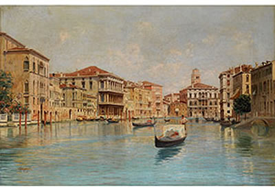 Sample artwork by Carlo Menegazzi (1856 - 1920), known for land-and townscape paintings - View similar artists and auction records