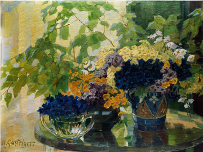 BLUMENSTILLEBEN MIT PRIMELN UND ENZIAN