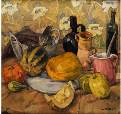 STILLEBEN MIT KÜRBISSEN UND TONGEFÄSSEN by Walther Puttner - Auction record, sale price, and art valuation. Compare with similar artists and explore comparable artworks.