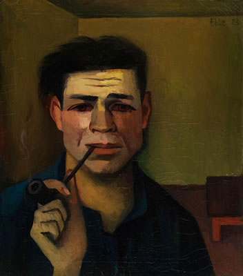 Portrait of Theo Eble: SELF PORTRAIT WITH PIPE