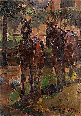 ZWEI PFERDE IM GEGENLICHT by Hermann Sattler - Auction record, sale price, and art valuation. Compare with similar artists and explore comparable artworks.