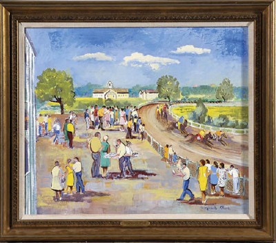 Sample artwork by Georgiabelle Clark (1907 - 1976), known for painting of swimming and interior scene genre, river views - View similar artists and auction records