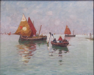 Fischer in der Lagune von Venedig.