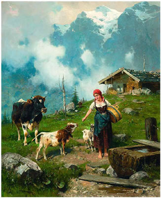 Sample artwork by Ernst Adolf Meissner (1837 - 1902), known for atmospheric animal and landscape painting - View similar artists and auction records