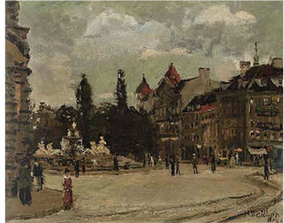 Blick auf den Wittelsbacherbrunnen in Munchen by Max Zettler - Auction record, sale price, and art valuation. Compare with similar artists and explore comparable artworks.