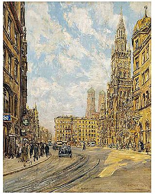 Blick auf den Marienplatz in München by Karl Walther - Auction record, sale price, and art valuation. Compare with similar artists and explore comparable artworks.