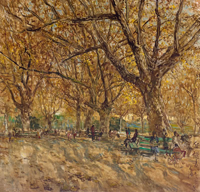 Sample artwork by Ren Weiyin (1918 - 1994), known for modernist landscape painting, teaching - View similar artists and auction records