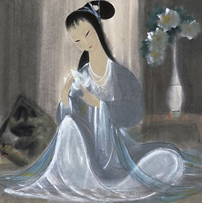 The Picture of a Lady Appreciating Flower