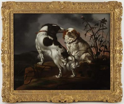 Cavalier King Charles et épagneul dans un paysage rocheux by Adriaen Cornelisz Beeldemaker - Auction record, sale price, and art valuation. Compare with similar artists and explore comparable artworks.