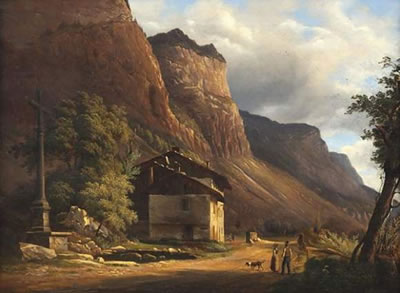 Paysage montagneux animé