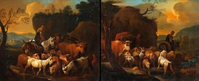 Paysans et troupeau (a pair)
