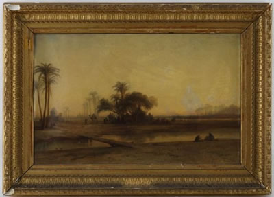 Oasis dans le désert, paysage orientaliste animé by François Pierre Bernard Barry - Auction record, sale price, and art valuation. Compare with similar artists and explore comparable artworks.