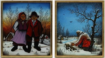 Couple de personnage dans un paysage de neige et Homme et cochon dans un paysage neigeux by Martin Mehkek - Auction record, sale price, and art valuation. Compare with similar artists and explore comparable artworks.