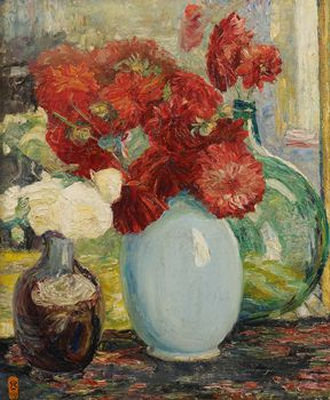 Sample artwork by Pol Parmentier (Born 1902), known for floral still-life and interior scene painting - View similar artists and auction records