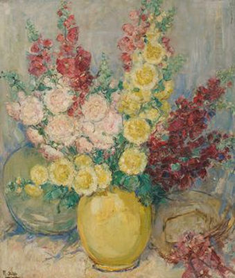 Vase fleuri de glaieuls by Marguerite Stekke - Auction record, sale price, and art valuation. Compare with similar artists and explore comparable artworks.