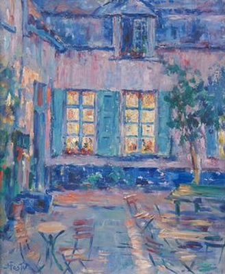 Terasse au crepuscule by Jules Postel - Auction record, sale price, and art valuation. Compare with similar artists and explore comparable artworks.