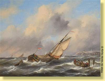 Scheldeboot dans un estuaire animé