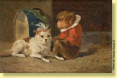Chien et singe costumés by François Backvis - Auction record, sale price, and art valuation. Compare with similar artists and explore comparable artworks.