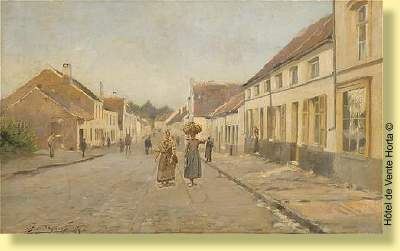 Rue de village animée