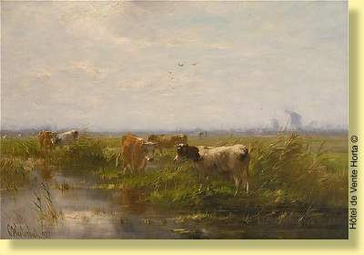 Troupeau sur fond de moulin