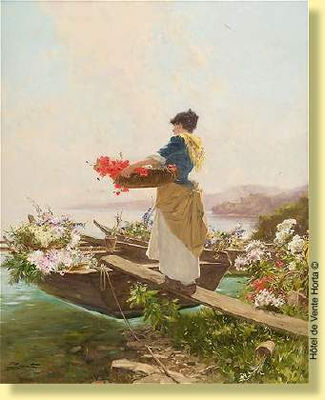 Fleuriste chargeant sa barque