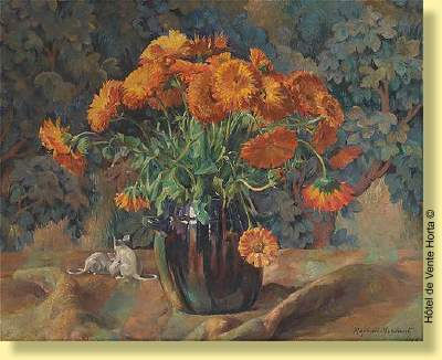 Les petites souris au vase fleuri de soucis