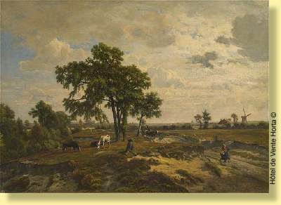 Paysage animé avec promeneurs