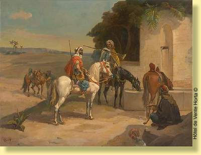 L'arrivée à l'oasis (orientaliste)