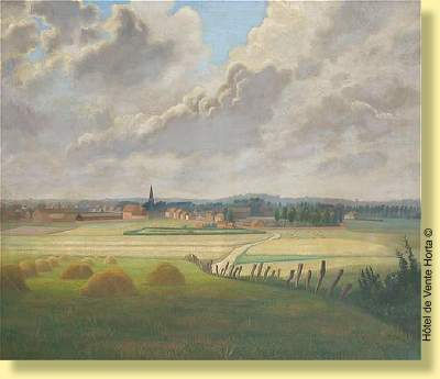 Meule sur fond de village