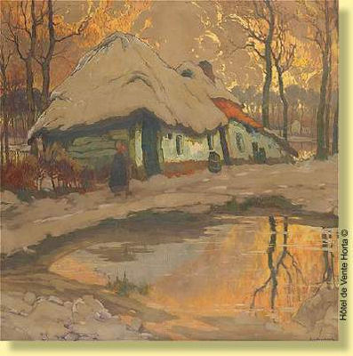 La chaumière au coucher du soleil