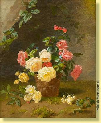 Pot de terre cuite agrémenté de roses